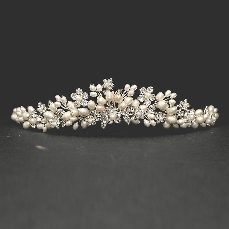 This beautiful mix of diamante and pearl is one of our smaller tiaras but fits in so well with many bridal looks.