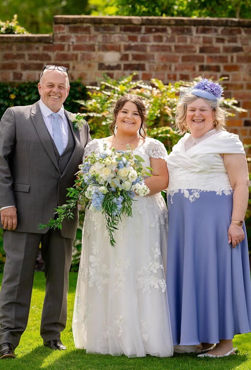 Sarah on her Wedding Day with Mum and Dad