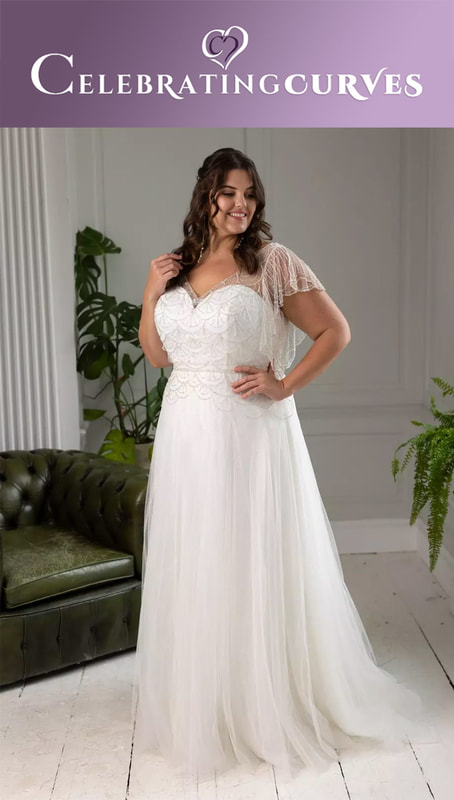 True curves art deco wedding dress for plus size bride