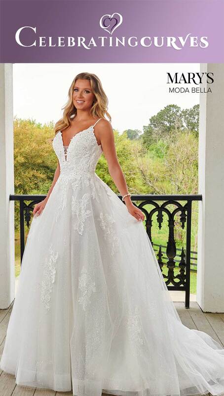 Glitter A-line bridal gown with deep sweetheart neck line