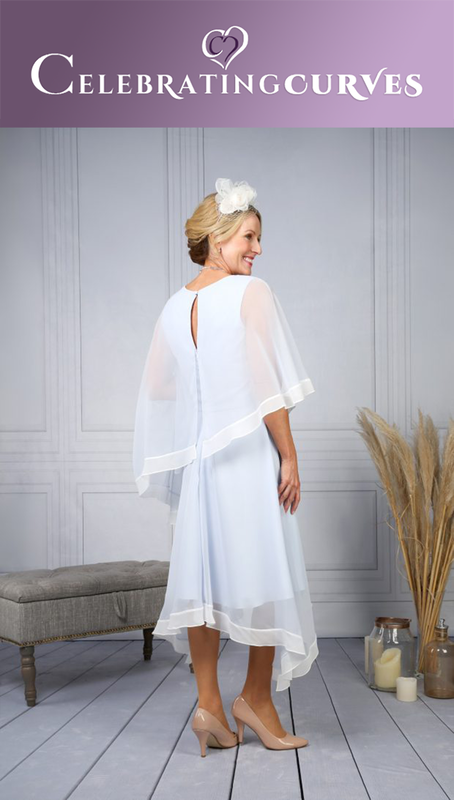 Mother of the bride crystal blue layered dress - back