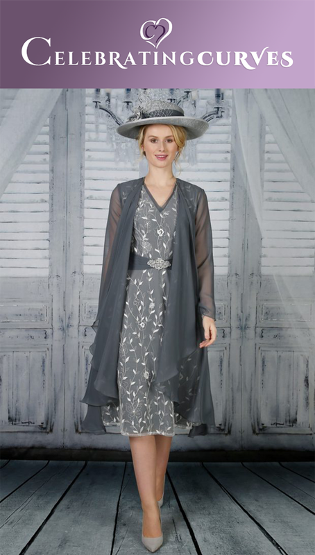 Mother of the bride granite grey dress with long jacket