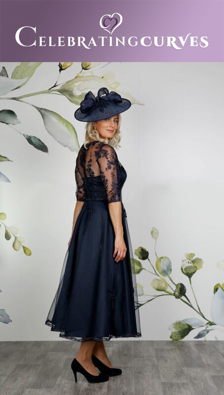 Mother of the Bride/Groom navy blue lace dress